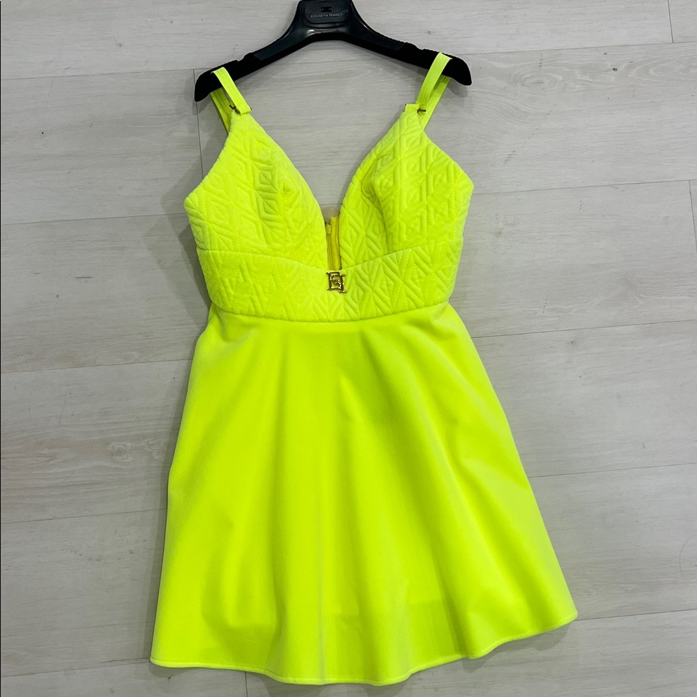 Neon Yellow Quilted Mini Dress